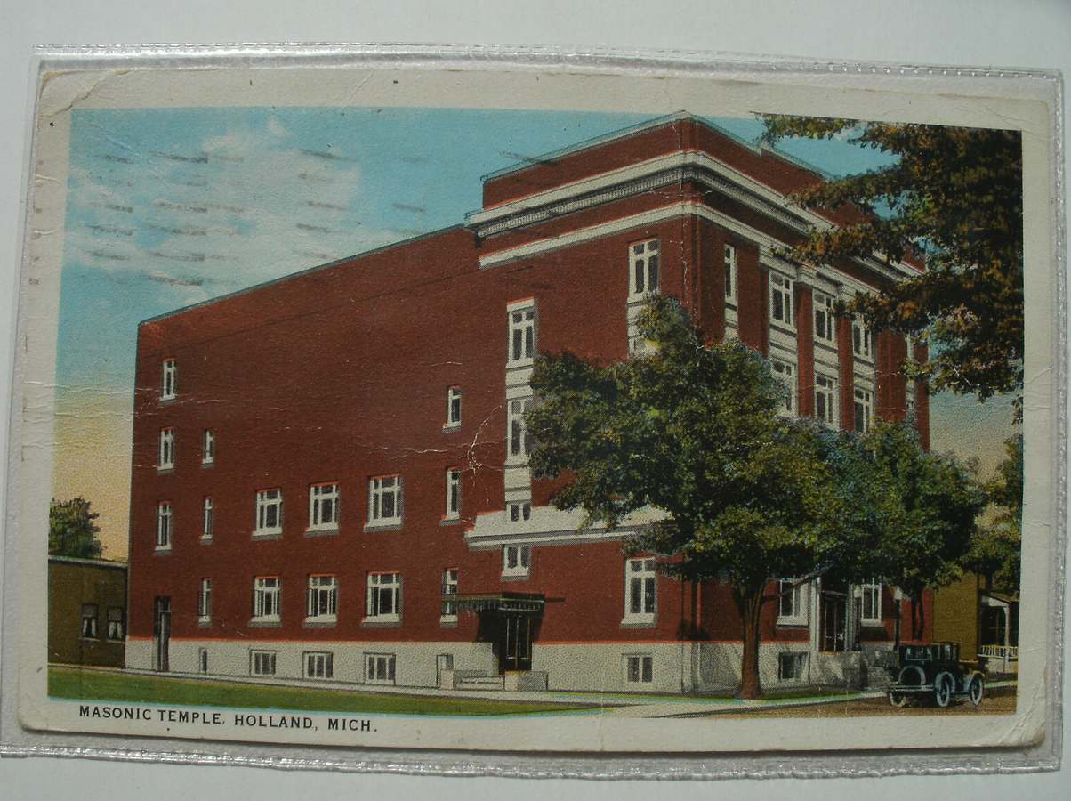 postcard. carte postale. postkarte. - Masonic Temple. Holland, Michigan.