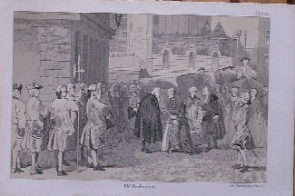 antique print (prent) - (Willem de vijfde) Prins Willem V en de princes te Amsterdam.
