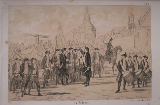 antique print (prent) - Het verlaten van Utrecht.