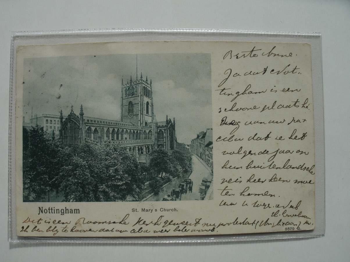 postcard. - Nottingham. St. Mary`s church.