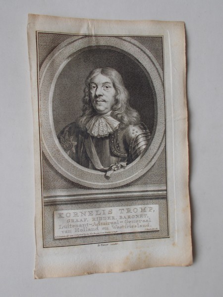 antique print (prent) - Kornelis Tromp, Graaf, Ridder, Baronet, Luitenant Admiraal Generaal van Holland en West-friesland.