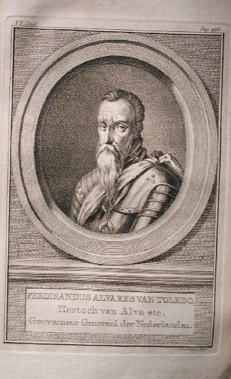 antique print (prent) - Ferdinandus alvares van Toledo, Hertoch van Alva etc.