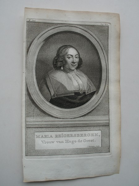 antique print (prent) - Maria Reigersbergen, vrouw van Hugo de Groot.