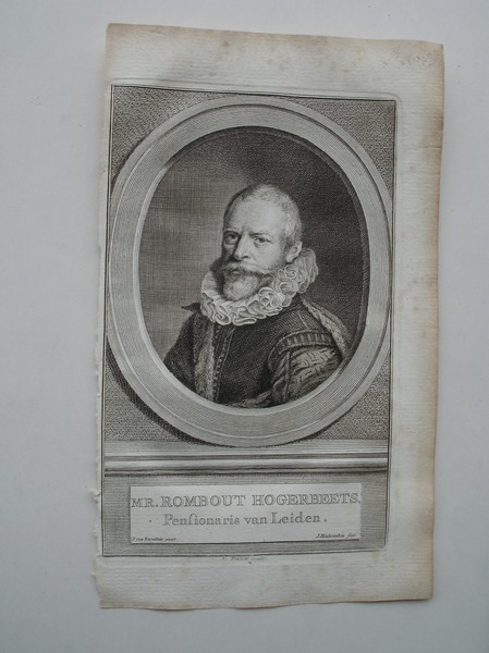 antique print (prent) - Rombout Hogerbeets, Pensionaris van Leiden.