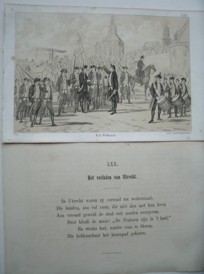 antique print (prent) - Het verlaten van Utrecht.