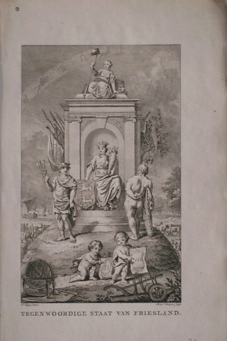 antique print (prent) - Tegenwoordige staat van Friesland.