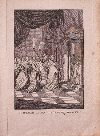 antique print (prent) - De intrede van den Paus in de Heilige deur.