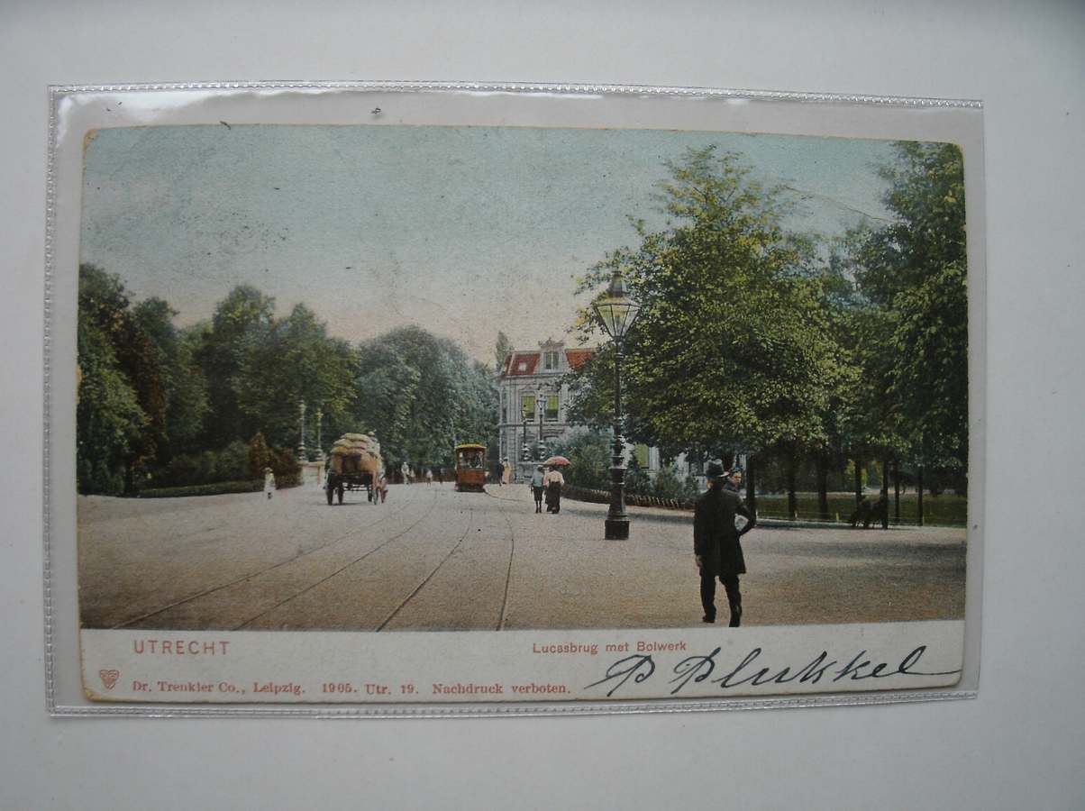 postcard. ansichtkaart. postkarte. - Utrecht. Lucasbrug met bolwerk. (Tram en paard en wagen).