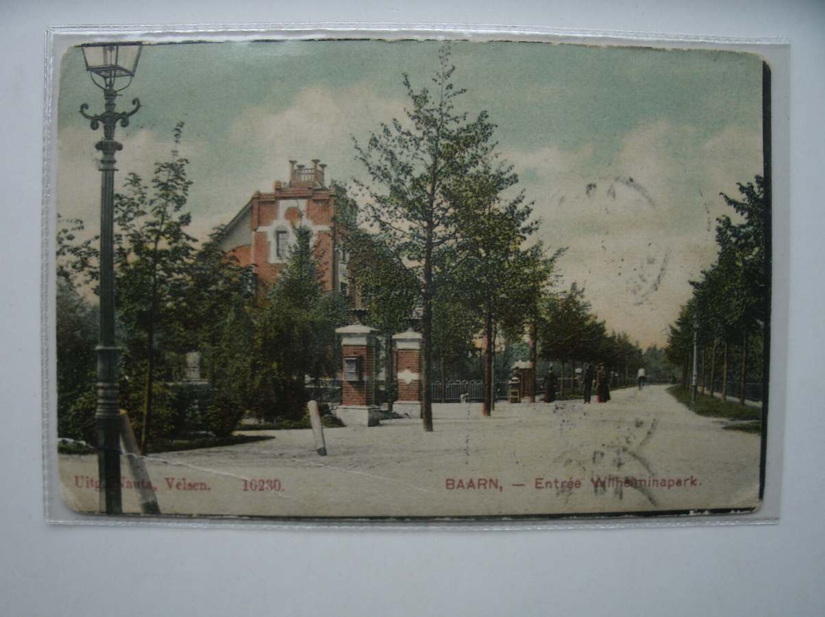 postcard. ansichtkaart. postkarte. - Baarn. Entree Wilhelminapark.