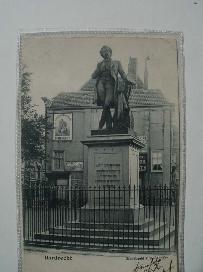 postcard. ansichtkaart. postkarte. - Dordrecht. Standbeeld Arie Scheffer.