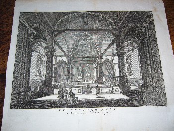 antique print (prent) - De noorderkerk van binnen, naar `t noorden te zien. (Amsterdam).