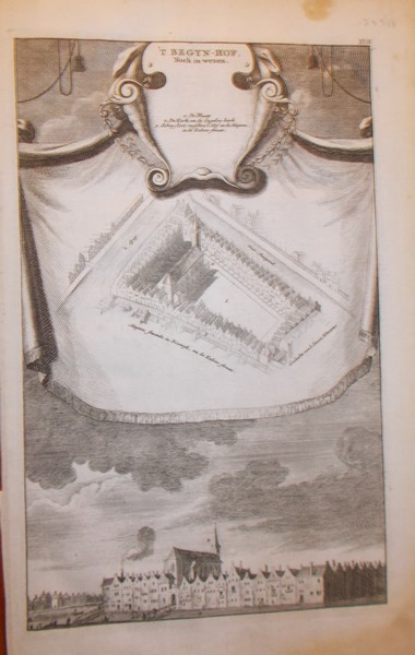 antique print (prent) - `t Begijnhof. (Amsterdam).