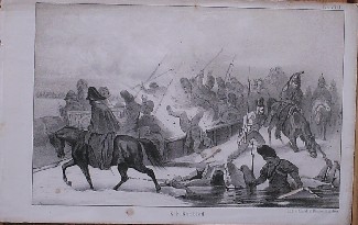 antique print (prent) - Overtocht der Berezina.