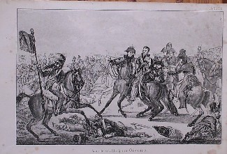 antique print (prent) - De prins van Oranje bij Waterloo gewond.