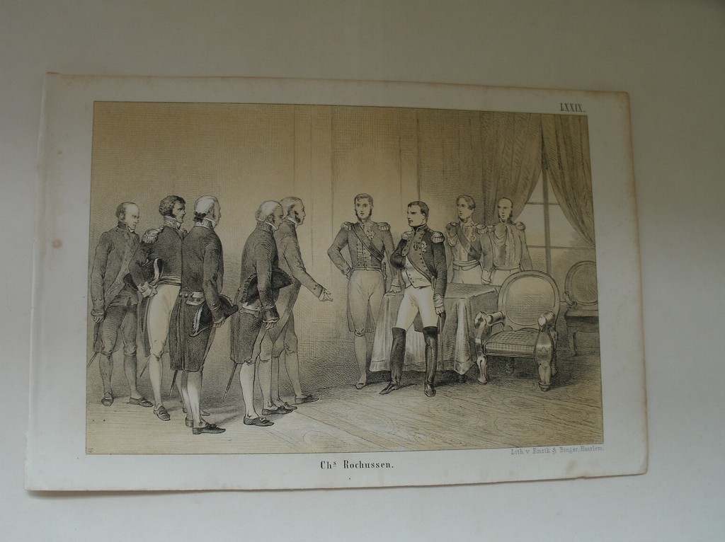 antique print (prent) - Een kommissie, met Ver Huell aan `t hoofd, verzoekt keizer Napoleon, zijn broeder Lodewijk tot koning van ons land te verheffen.
