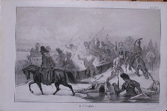 antique print (prent) - Overtocht der Berezina.