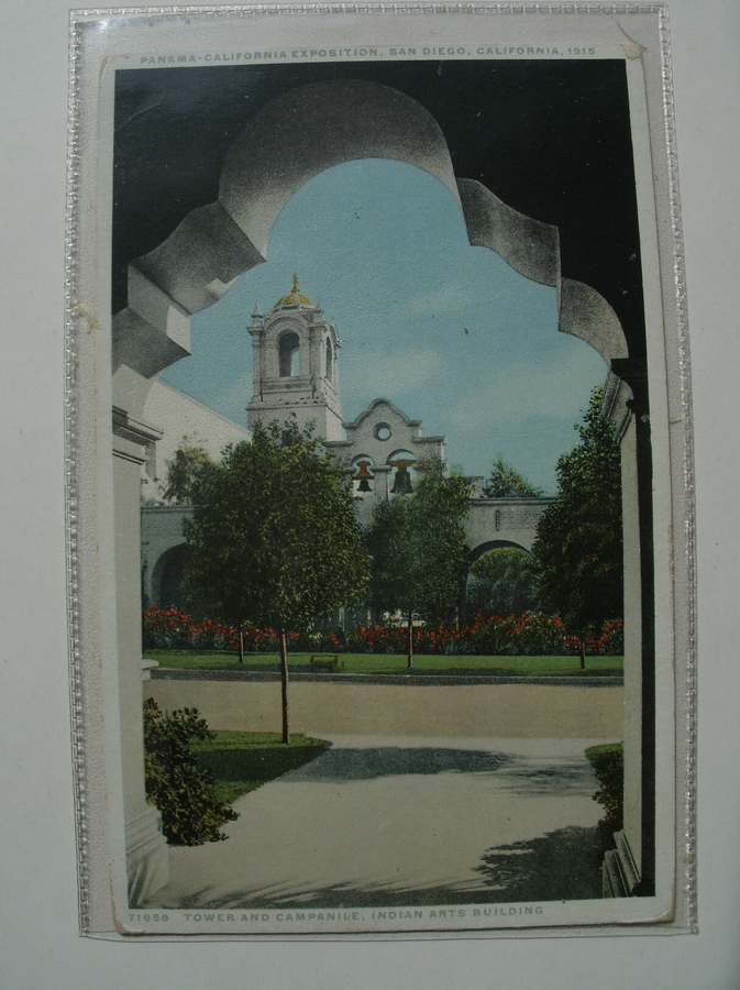 postcard. ansichtkaart. postkarte. - Panama California exposition, San Diego, 1915. Tower and Campanile, Indian Art building.