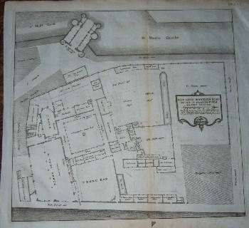 antique print (prent) - Het grau moniken klooster in platte-form na het leeven. (Amsterdam).