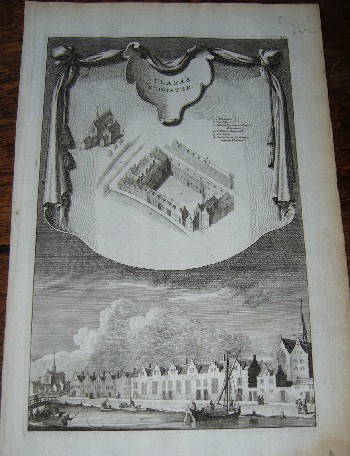antique print (prent) - `t Clara`s klooster.