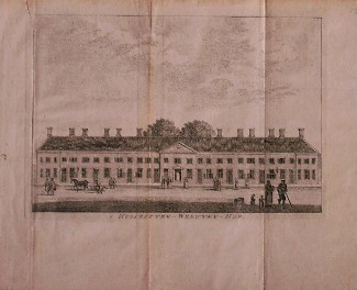 antique print (prent) - ` t Huiszitten weduwen hof. Amsterdam.