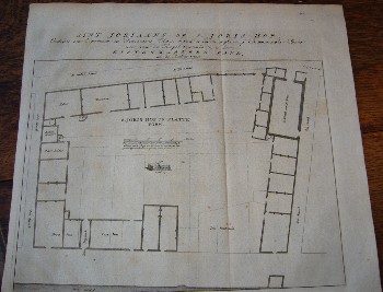antique print (prent) - Sint Joriaans of st. Jorishof, Oudtijds een leproozen en proveniers huis (..). Plattegrond. (Amsterdam).