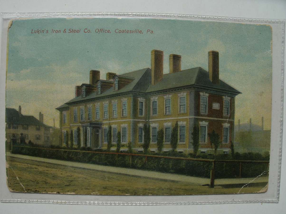 postcard. ansichtkaart. postkarte. - Lukin`s Iron & Steal Co. Office, Coatesville, Pennsylvania.