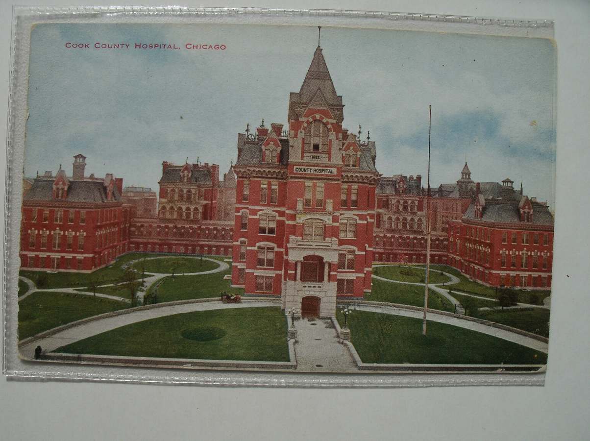 postcard. ansichtkaart. postkarte. - Chicago. Cook County hospital.