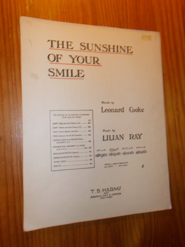 COOKE, LEONARD & RAY, LILIAN, - The sunshine of your smile.