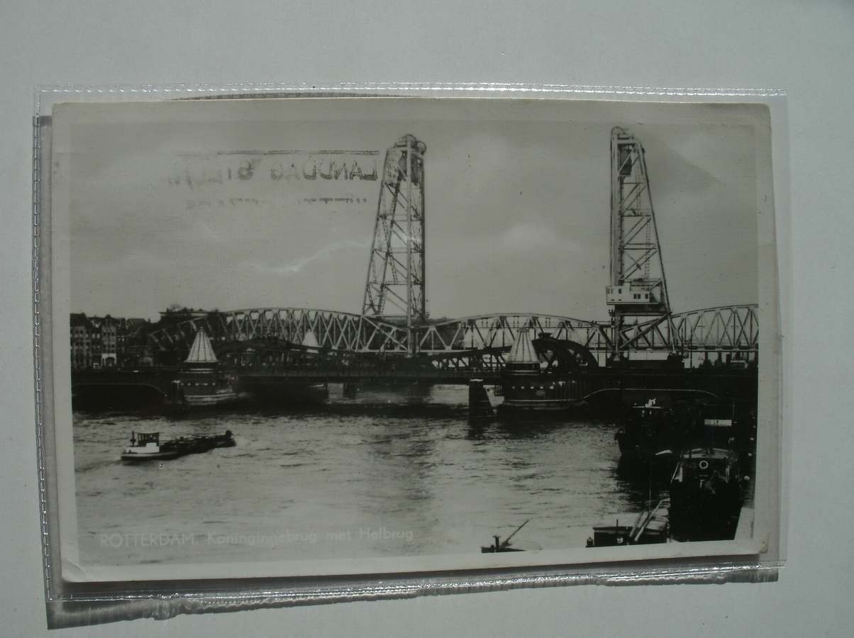 postcard. ansichtkaart. postkarte. - Rotterdam. Koninginnebrug met hefbrug.
