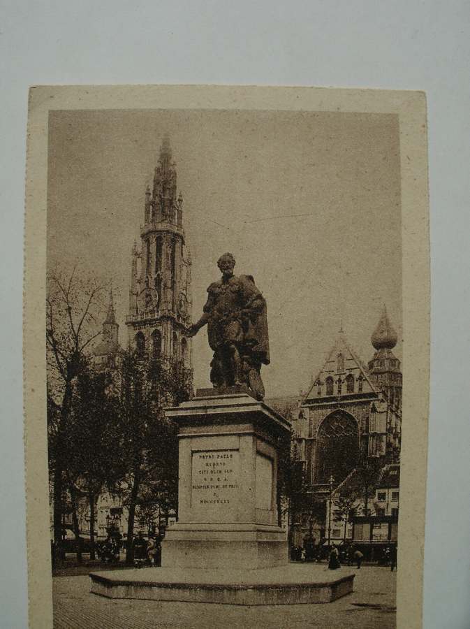 postcard. ansichtkaart. postkarte. - Anvers. La cathedrale et la statue de Rubens. (Antwerpen).