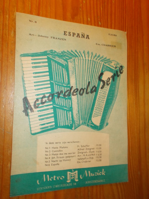 FRANZEN, JOHNNY, - Espana. Accordeon serie nr.6.