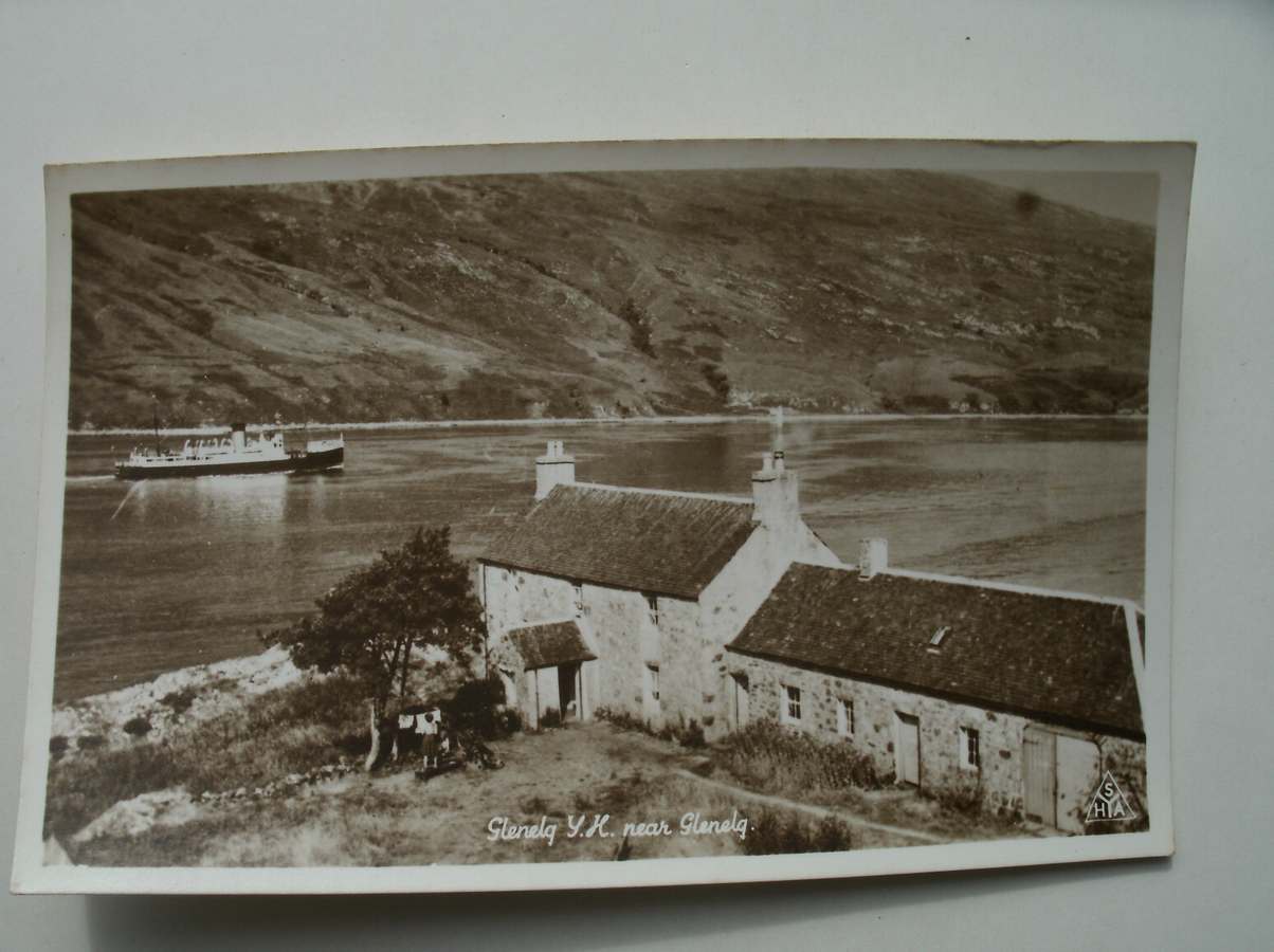 postcard. ansichtkaart. postkarte. - Glenelg Y.H. Looking across Kyle Rhea Ferry and the Minch to Skye. S.Y.H.A. series no. 461.