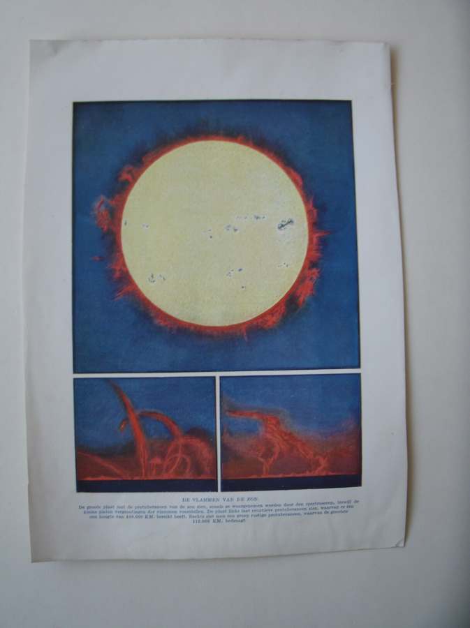 antique print (prent) - De vlammen van de zon.