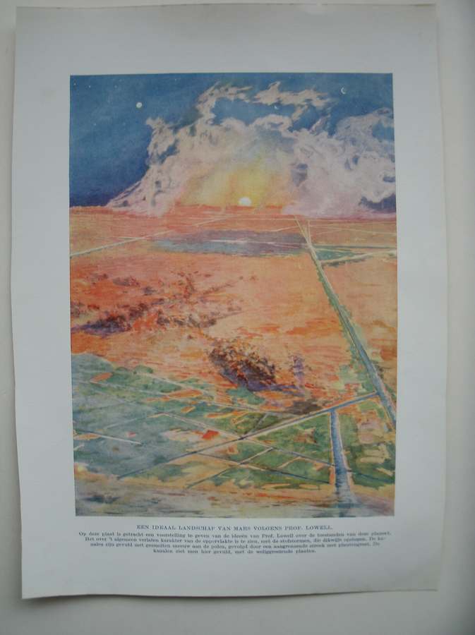 antique print (prent) - Een ideaal landschap van mars volgens Prof. Lowell.