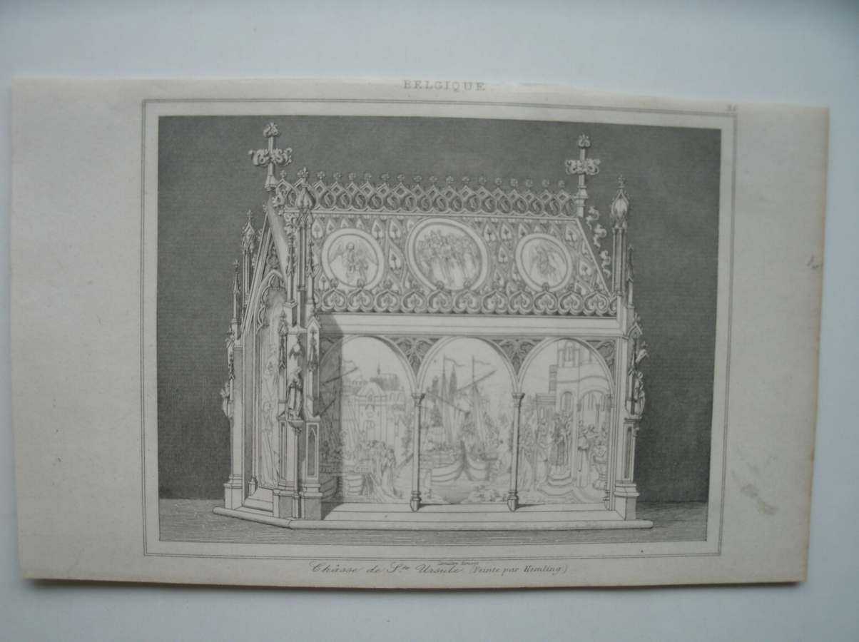 antique print (prent) - Chasse de St. Ursule. (painte par Hemling).