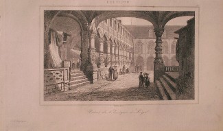 antique print (prent) - Palais de l`eveque a Liege. (Luik).