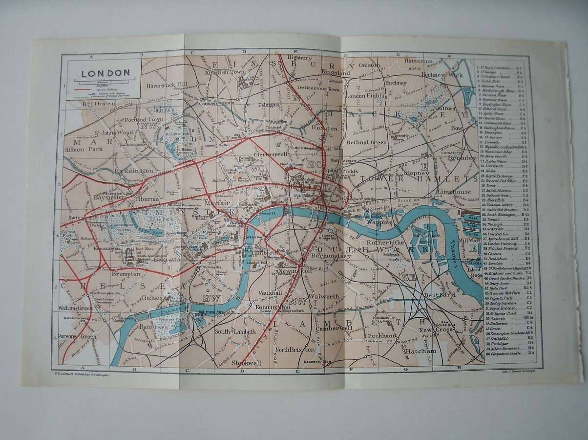 antique map (kaart). - Map of London.