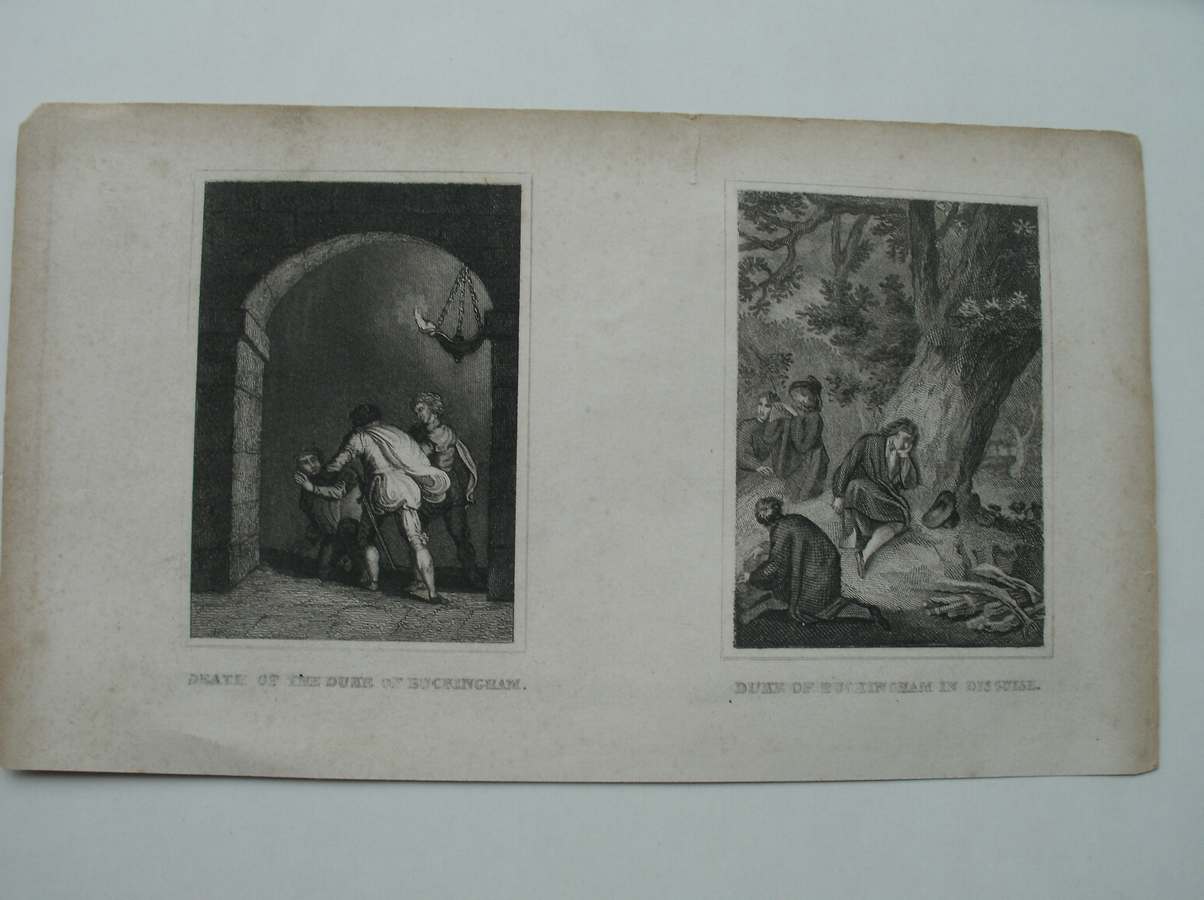 antique print (prent) - Death of the Duke of Buckingham. Duke of Buckingham in disguise.