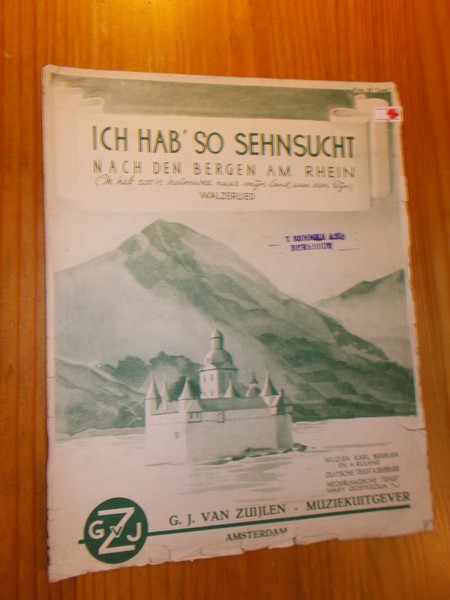 BERBUER, KARL & RULAND, A., - Ich hab`so Sehnsucht nacht dem Bergen am Rhein. Walzerlied.
