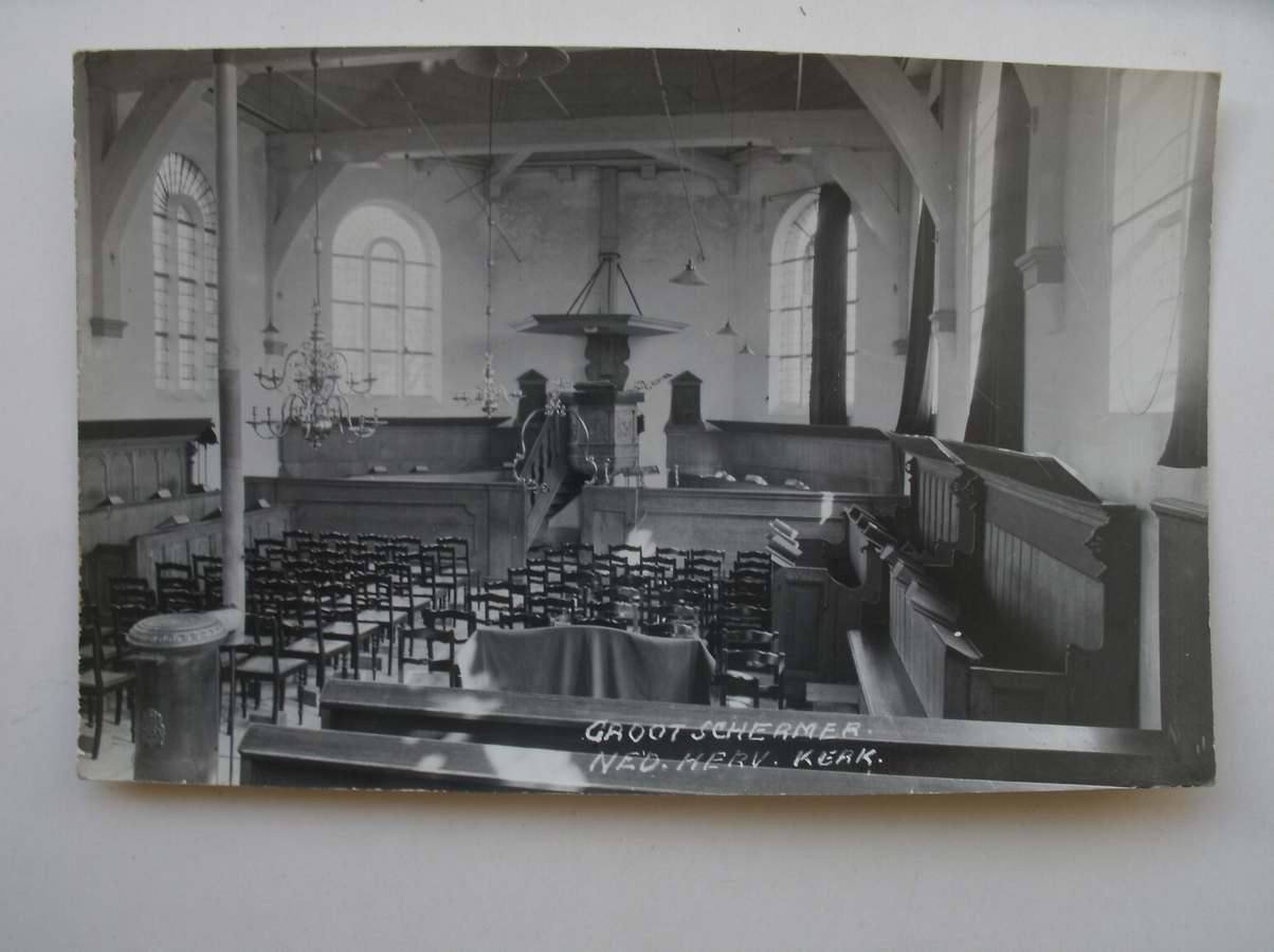 postcard. ansichtkaart. postkarte. - Grootschermer. Ned. Herv. Kerk. (interieur).