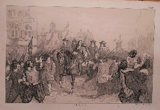 antique print (prent) - (Willem de derde) Willem III, onthaald te Amsterdam.