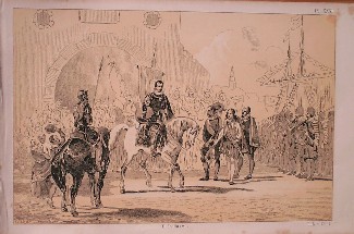 antique print (prent) - Komst van Leycester.