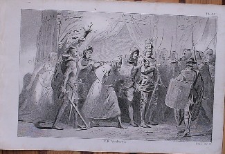 antique print (prent) - Aernout van Egmond door zijn zoon gevangen genomen.
