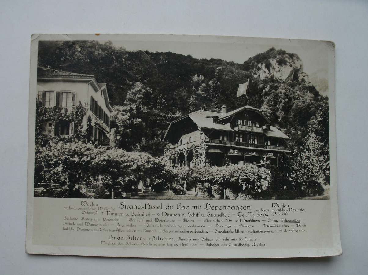 postcard. ansichtkaart. postkarte. - Strand hotel du Lac mit dependancen. Weesen.