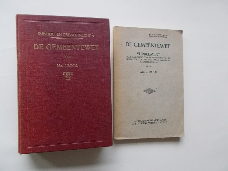 BOOL, J., - De gemeentewet. & supplement.