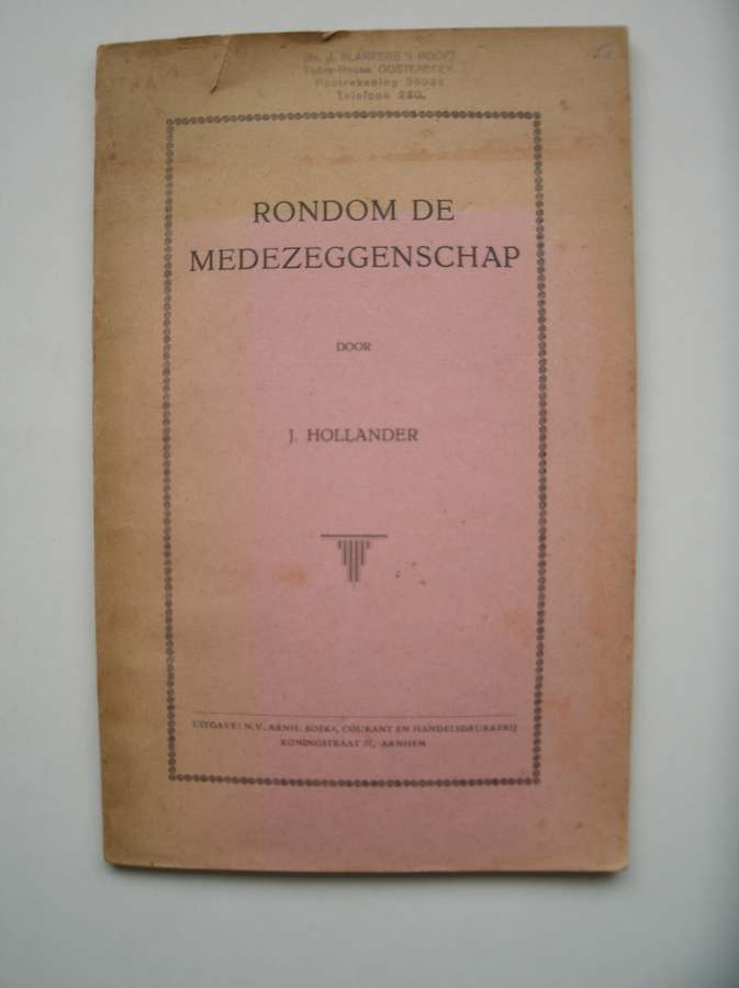 HOLLANDER, J., - Rondom de medezeggenschap.