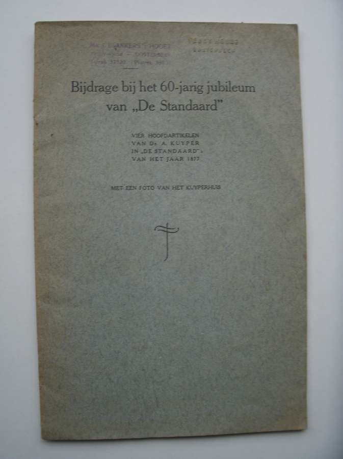 KUYPER, DR. A., - Bijdrage bij het 60 jarig jubileum van 