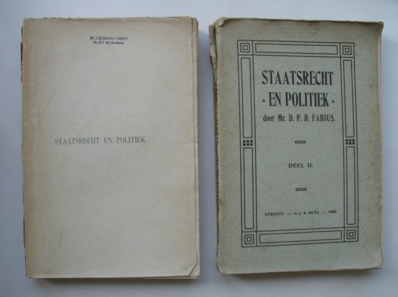 FABIUS, D.P.D., - Staatsrecht en politiek.