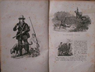 antique print (prent) - De liefhebberij jager. Antique Print.