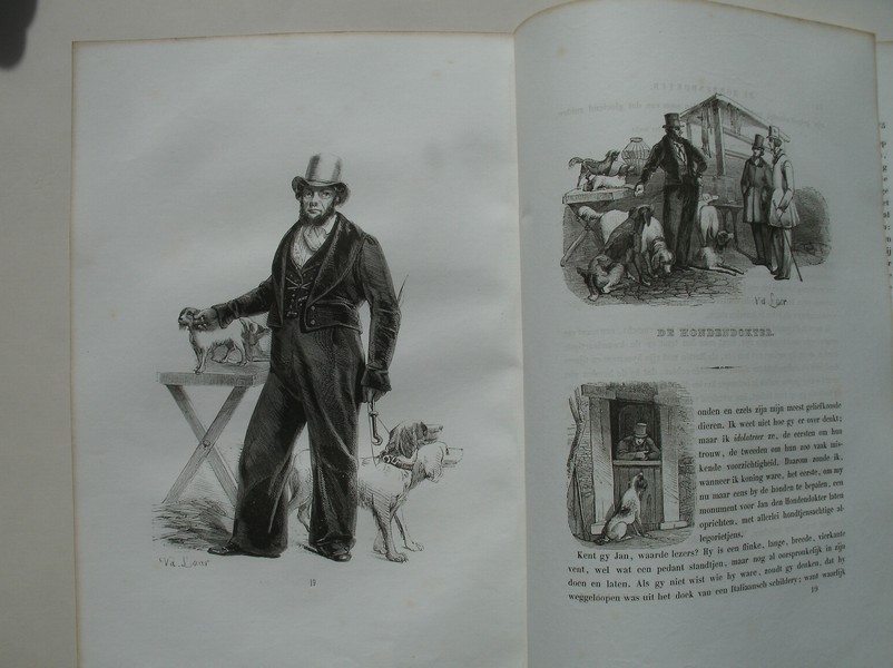 antique print (prent) - De hondendokter. (Dierenarts).